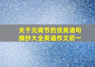 关于元宵节的优美语句摘抄大全英语作文初一