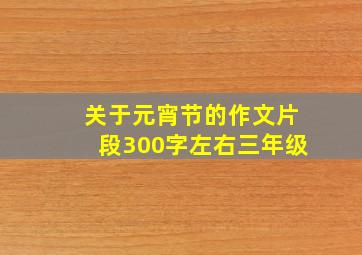 关于元宵节的作文片段300字左右三年级