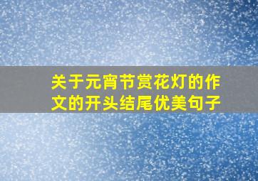 关于元宵节赏花灯的作文的开头结尾优美句子