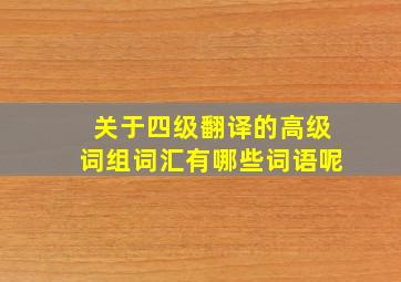 关于四级翻译的高级词组词汇有哪些词语呢