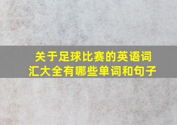 关于足球比赛的英语词汇大全有哪些单词和句子