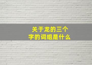 关于龙的三个字的词组是什么