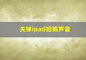 关掉ipad拍照声音