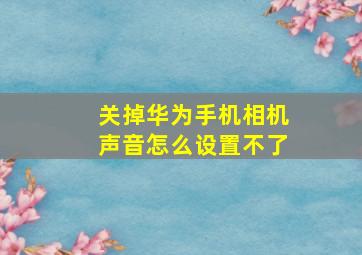 关掉华为手机相机声音怎么设置不了