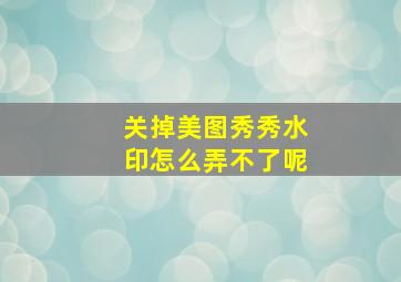 关掉美图秀秀水印怎么弄不了呢