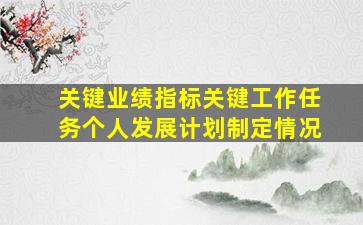 关键业绩指标关键工作任务个人发展计划制定情况