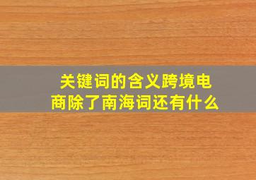 关键词的含义跨境电商除了南海词还有什么