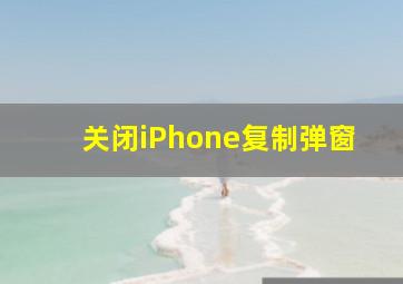 关闭iPhone复制弹窗