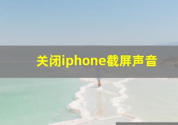 关闭iphone截屏声音