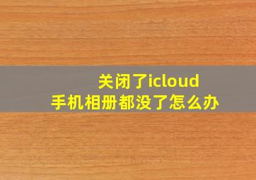 关闭了icloud手机相册都没了怎么办