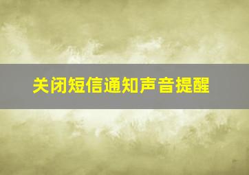 关闭短信通知声音提醒