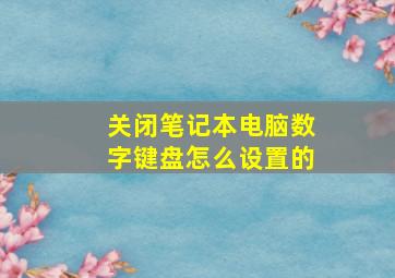 关闭笔记本电脑数字键盘怎么设置的