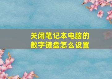 关闭笔记本电脑的数字键盘怎么设置