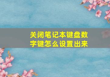 关闭笔记本键盘数字键怎么设置出来