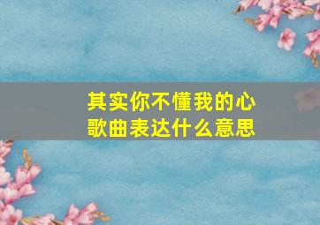 其实你不懂我的心歌曲表达什么意思