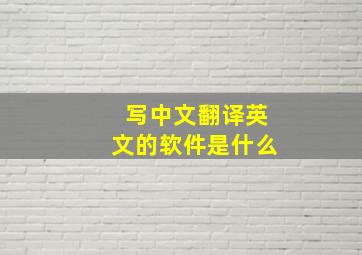 写中文翻译英文的软件是什么