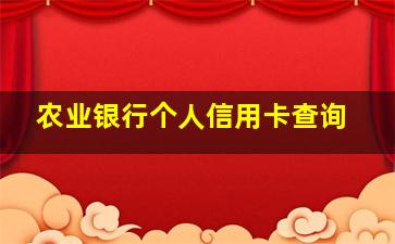 农业银行个人信用卡查询