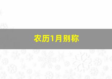 农历1月别称