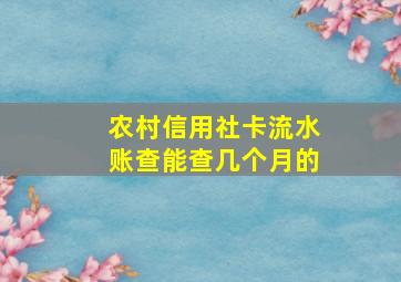 农村信用社卡流水账查能查几个月的