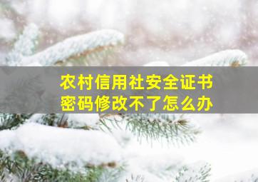 农村信用社安全证书密码修改不了怎么办