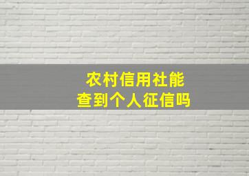 农村信用社能查到个人征信吗