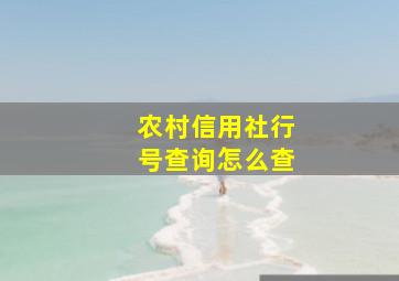 农村信用社行号查询怎么查