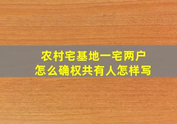 农村宅基地一宅两户怎么确权共有人怎样写