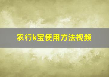 农行k宝使用方法视频