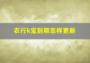 农行k宝到期怎样更新