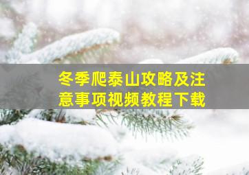 冬季爬泰山攻略及注意事项视频教程下载