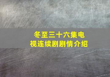 冬至三十六集电视连续剧剧情介绍