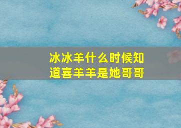 冰冰羊什么时候知道喜羊羊是她哥哥