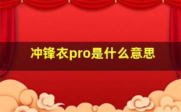 冲锋衣pro是什么意思