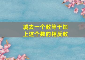 减去一个数等于加上这个数的相反数