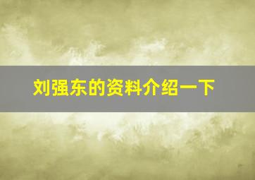 刘强东的资料介绍一下