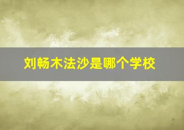 刘畅木法沙是哪个学校