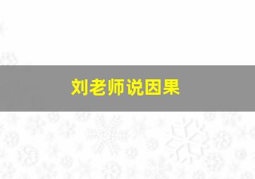 刘老师说因果