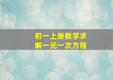 初一上册数学求解一元一次方程