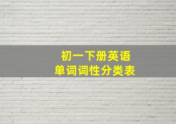 初一下册英语单词词性分类表