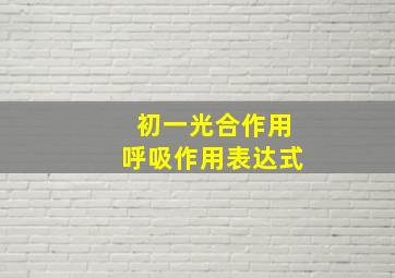 初一光合作用呼吸作用表达式