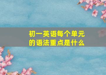 初一英语每个单元的语法重点是什么