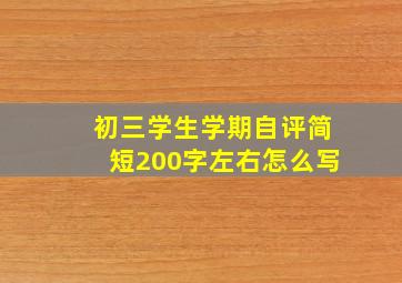 初三学生学期自评简短200字左右怎么写