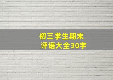 初三学生期末评语大全30字