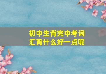 初中生背完中考词汇背什么好一点呢