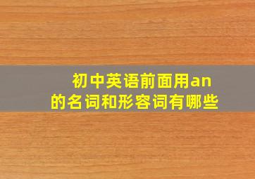 初中英语前面用an的名词和形容词有哪些