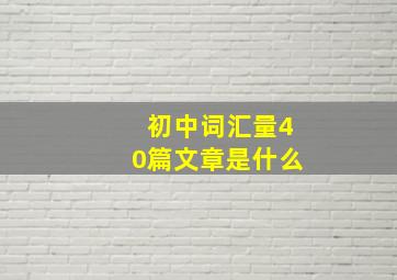 初中词汇量40篇文章是什么