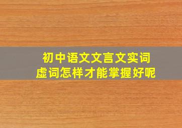 初中语文文言文实词虚词怎样才能掌握好呢