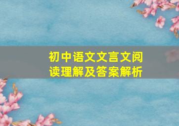 初中语文文言文阅读理解及答案解析