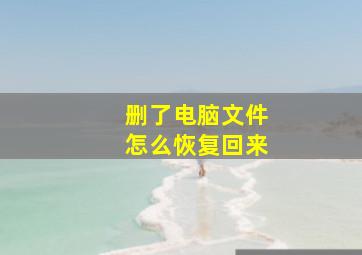 删了电脑文件怎么恢复回来