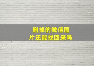 删掉的微信图片还能找回来吗